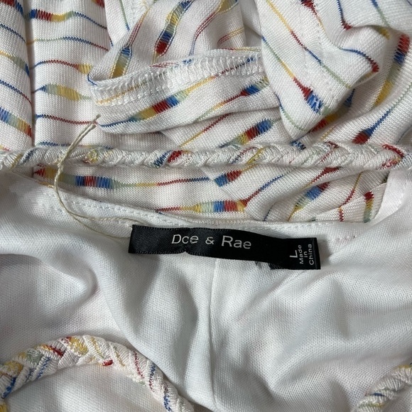 Doe & Rae White Striped Sleeveless Dress Size Medium Strappy Back - Picture 11 of 12